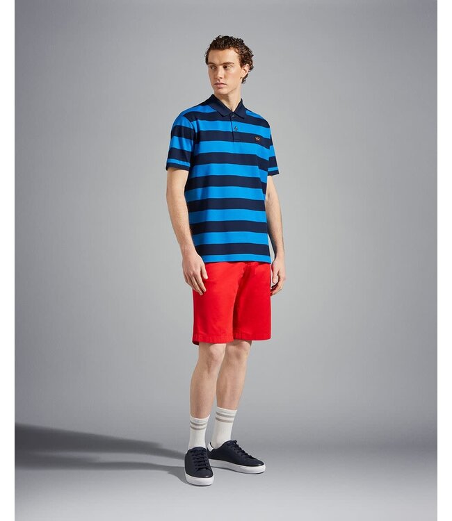 Paul & Shark Polo, Korte Mouw, Donkerblauw Cobaltblauw Gestreept