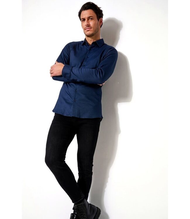 Desoto Heren Overhemd, Lange Mouw, Denim Look, Kent Kraag