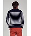 Armor Lux Trui Merino Wol, Ronde Hals, Model Goulenez, Donkerblauw Wit Gestreept