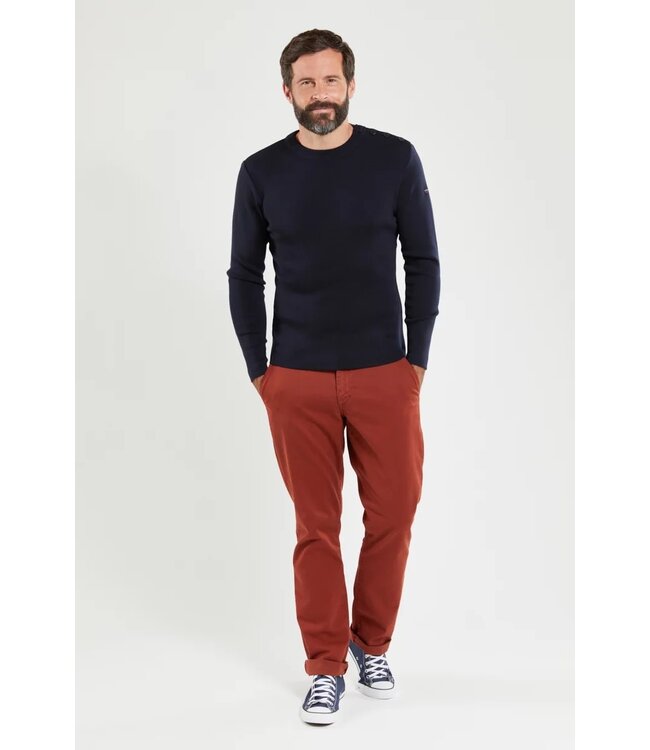 Armor Lux Trui, Merino Wol, Ronde Hals, Model Goulenez, Donkerblauw