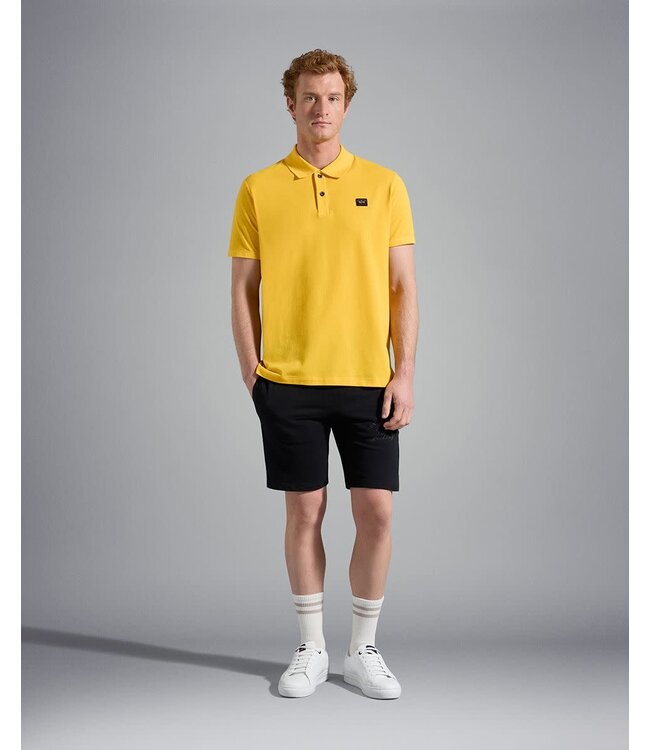 Paul & Shark Heren Polo, Korte Mouw, Piqué Katoen met Logo Patch op de Borst, Geel