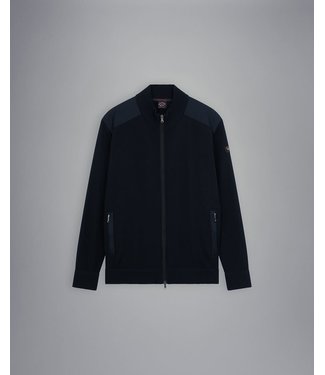 Paul & Shark Paul & Shark, Vest met Rits, Wol, Schouder en Arm Patches,  Donkerblauw COP1029