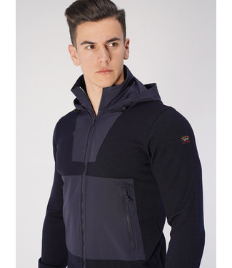 Paul & Shark Paul & Shark, Vest met Rits en Capuchon, Cool Touch 4.0 Wol met Softshell Accenten