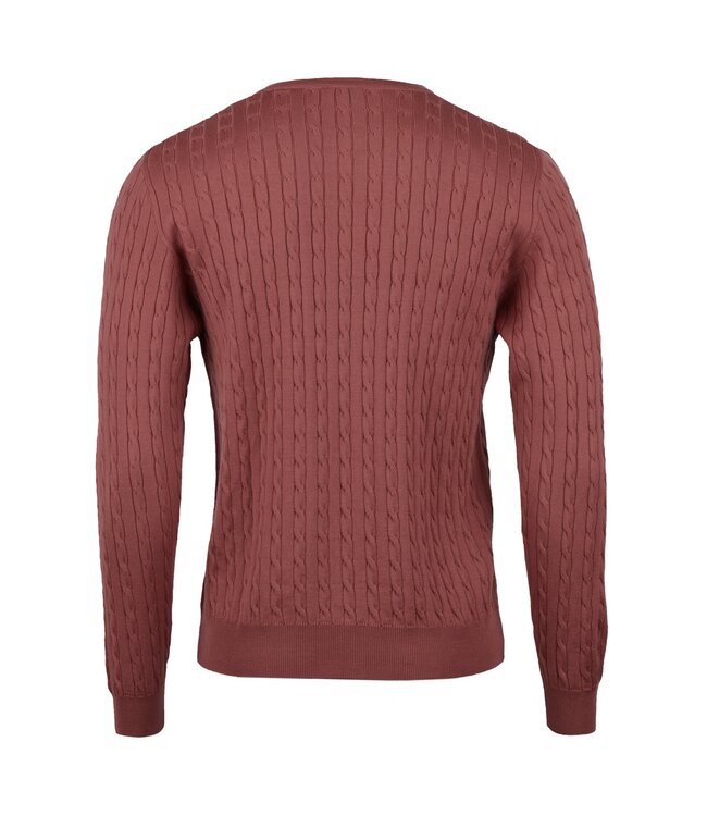 Stenstroms Trui, Ronde Hals, Merino Wol, Cable Knit, Oud Roze