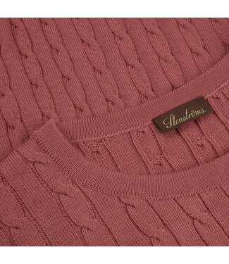 Stenstroms Stenstroms, Trui Ronde Hals, Merino Wol, Cable Knit,  Oud Roze