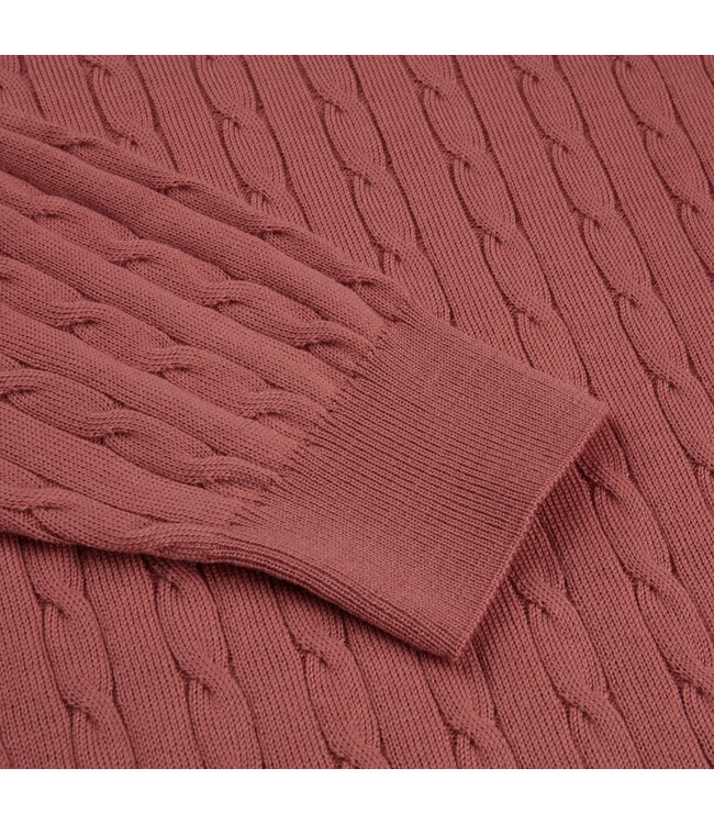 Stenstroms Trui, Ronde Hals, Merino Wol, Cable Knit, Oud Roze