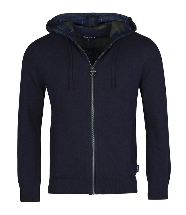 Barbour Vest met Rits, Merino Wol, Capuchon, Donkerblauw