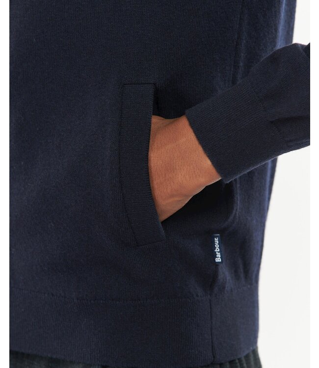 Barbour Vest met Rits, Merino Wol, Capuchon, Donkerblauw