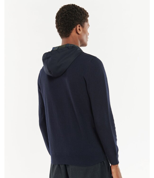 Barbour Vest met Rits, Merino Wol, Capuchon, Donkerblauw