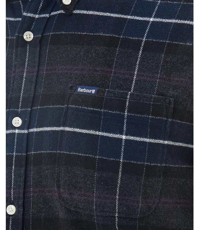 Barbour Tailored Fit, Katoen Flannel Overhemd, Classic Tartan, Grijs, Blauw, Paars Geruit