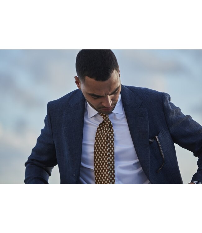 Stenstroms Das, Zijde, Goudbruin met Off White Patroon