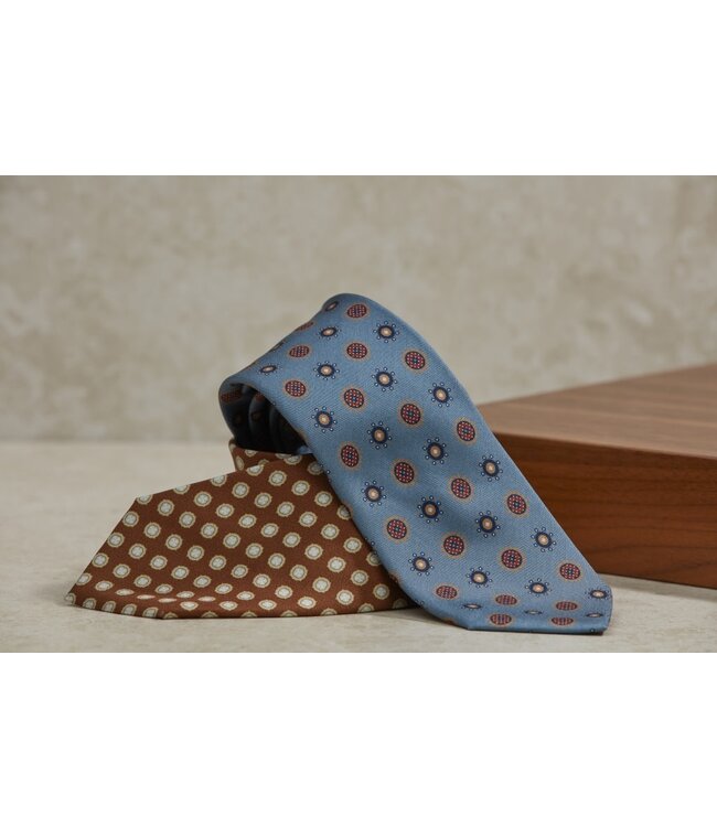 Stenstroms Das, Zijde, Goudbruin met Off White Patroon