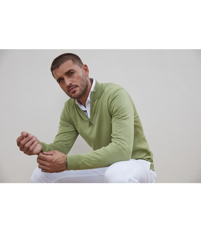 Stenstroms Trui, Half-Zip, Merino Wol, Groen