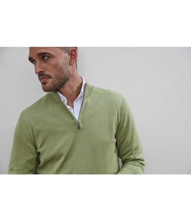 Stenstroms Trui, Half-Zip, Merino Wol, Groen
