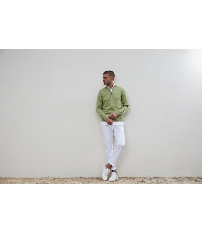 Stenstroms Trui, Half-Zip, Merino Wol, Groen