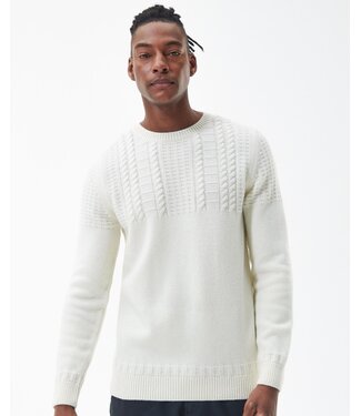 Barbour Barbour, Trui, Wol,  Ronde Hals, Structuur Knit, Off-White