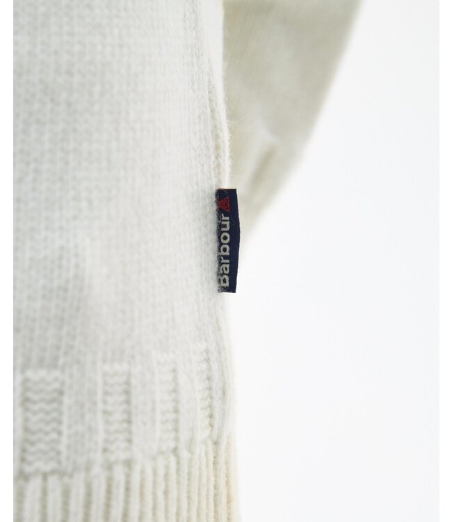 Barbour Trui, Wol,  Ronde Hals, Structuur Knit, Off-White