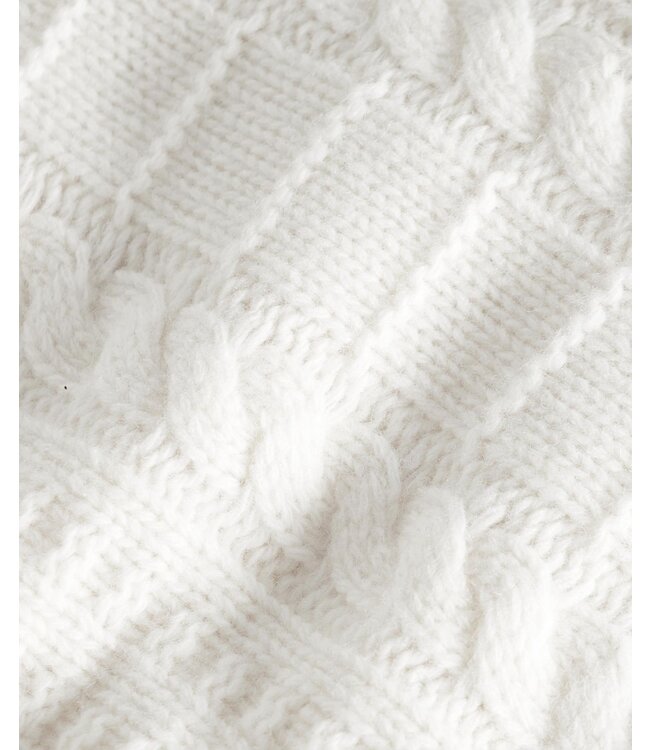 Barbour Trui, Wol,  Ronde Hals, Structuur Knit, Off-White