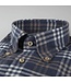 Stenstroms Flanellen Overhemd, Lange Mouw, Button Down Kraag, Blauw, Bruin, Ecru Geruit, Fitted Body