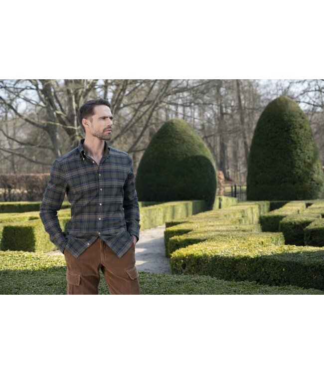 Stenstroms Overhemd, Lange Mouw, Groen, Blauw, Bordeaux  Geruit, New Slimline Fit