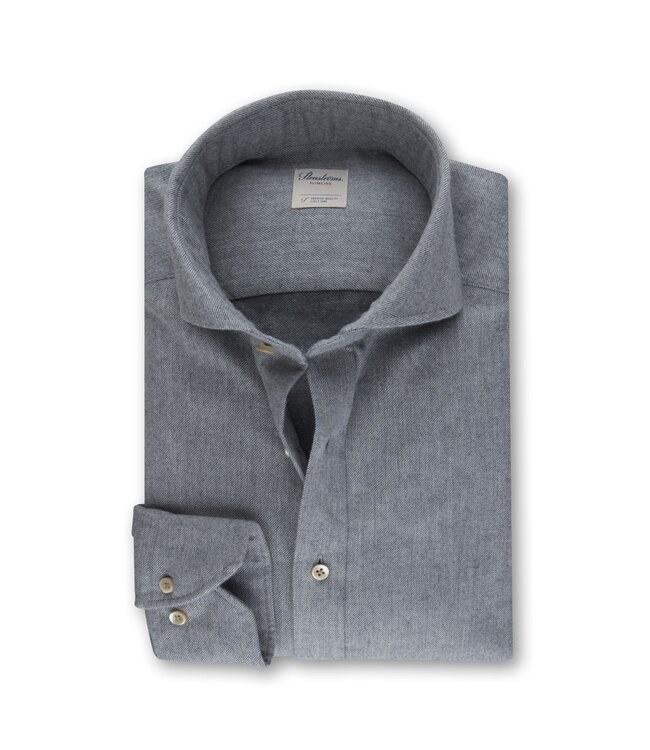 Stenstroms Flanellen Overhemd, Lange Mouw, Grijs,  New Slimline