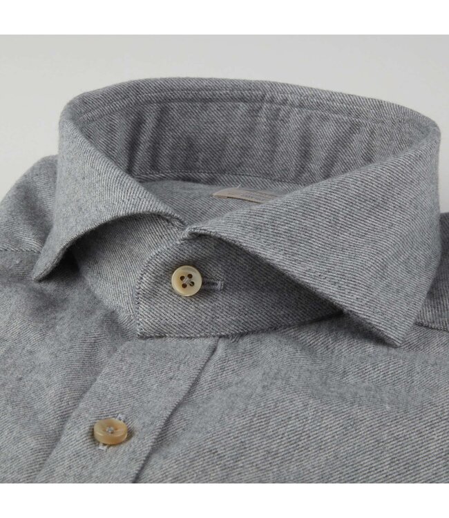 Stenstroms Flanellen Overhemd, Lange Mouw, Grijs,  New Slimline