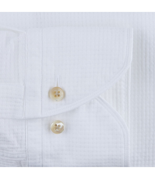 Stenstroms  Overhemd, Casual, Katoen, Lange Mouw, Wit Wafelstructuur,  Slimline