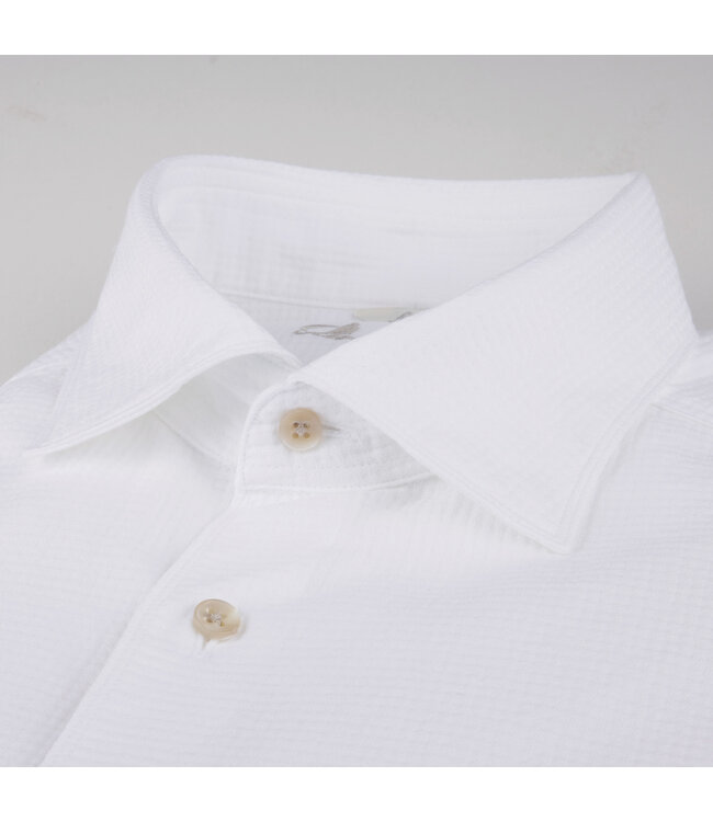 Stenstroms  Overhemd, Casual, Katoen, Lange Mouw, Wit Wafelstructuur,  Slimline