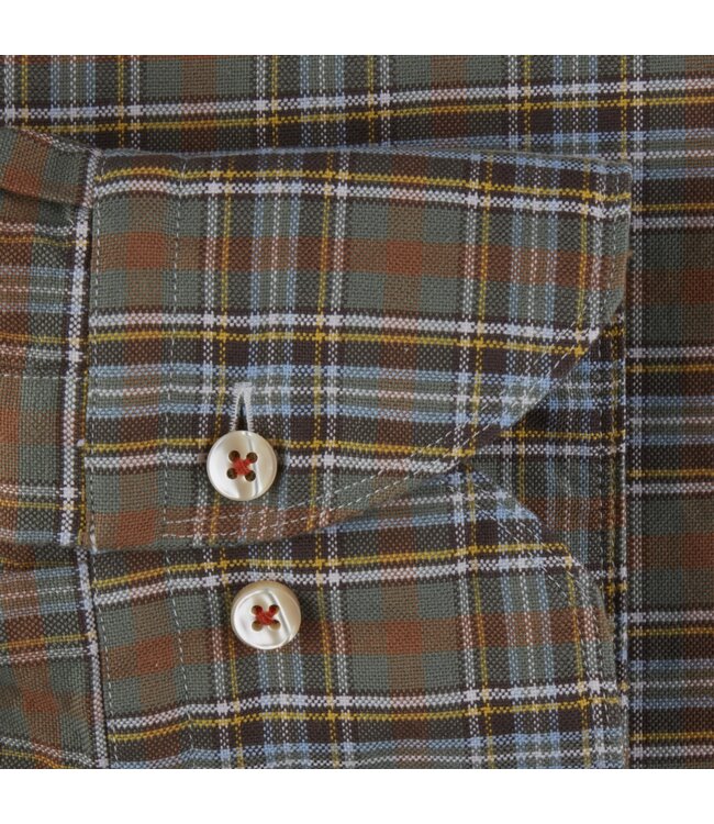 Stenstroms Casual Katoenen Overhemd, Lange Mouw, Groen, Brique, Geel, Geruit,  Slimline