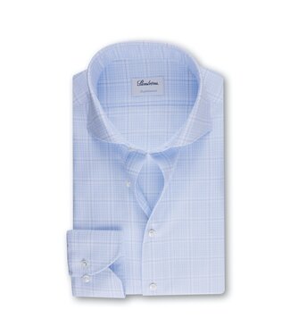 Stenstroms Stenstroms, Overhemd, Lange Mouw, Katoen,  Lichtblauw, Wit, Geruit, New Slimline