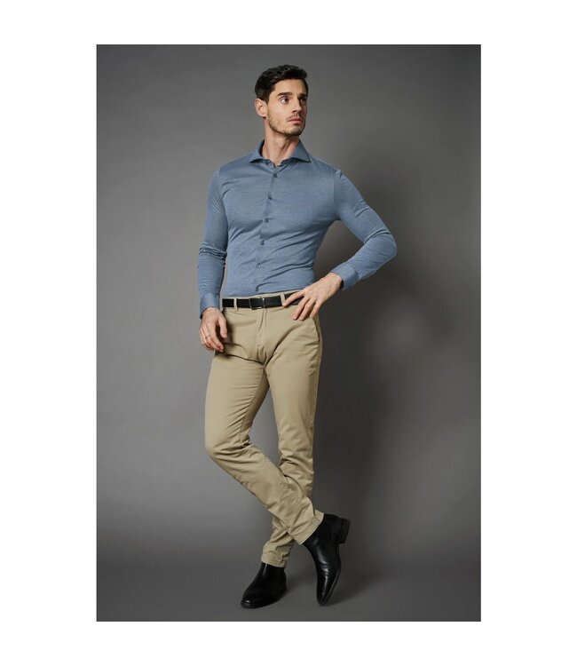 Desoto Luxury Line Overhemd, Regal Twill Design, Supima Jersey Katoen, Blauw, Cutaway Kraag