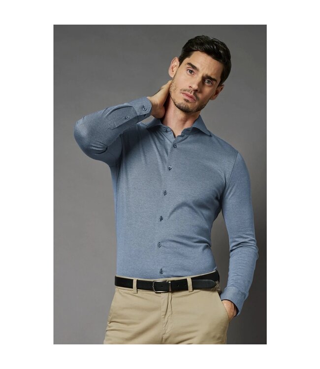 Desoto Luxury Line Overhemd, Regal Twill Design, Supima Jersey Katoen, Blauw, Cutaway Kraag