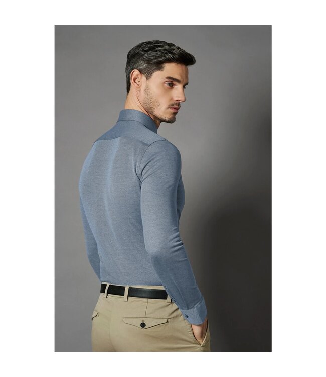Desoto Luxury Line Overhemd, Regal Twill Design, Supima Jersey Katoen, Blauw, Cutaway Kraag
