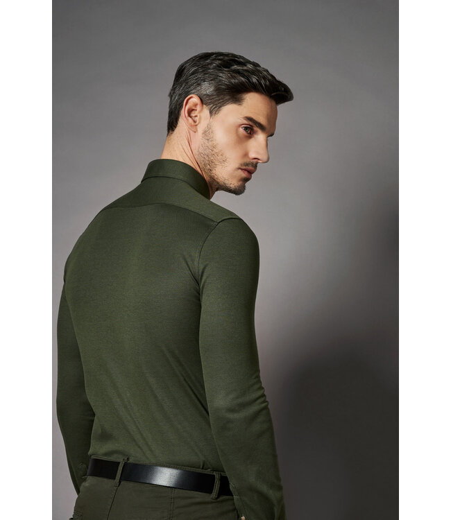 Desoto Luxury Line Overhemd, Regal Twill Design, Supima Jersey Katoen, Groen, Cutaway Kraag