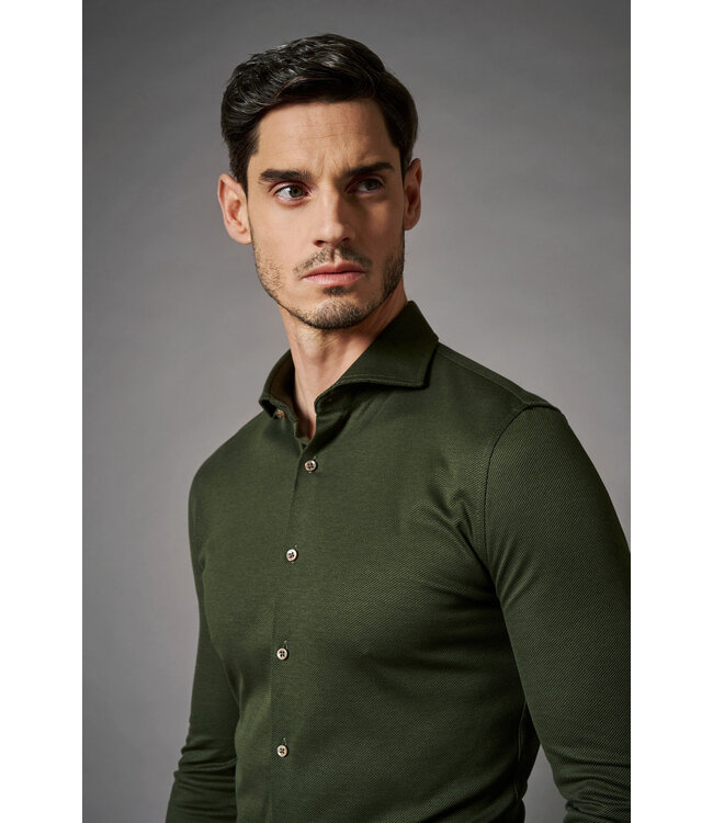 Desoto Luxury Line Overhemd, Regal Twill Design, Supima Jersey Katoen, Groen, Cutaway Kraag