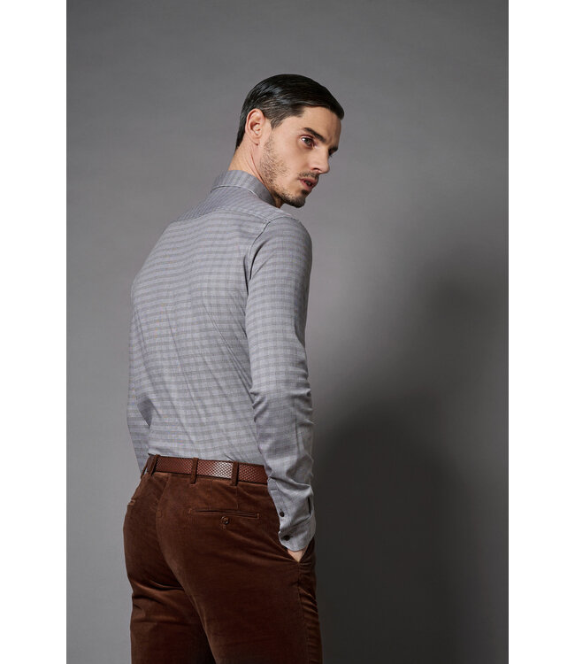 Desoto Luxury Line Overhemd, Supima Jersey Katoen, Bruin,  American Check, Cutaway Kraag