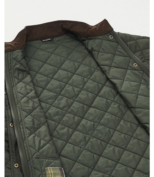Barbour Tailored Fit, Driekwart Jas, Lowerdale Quilted, Sage Groen