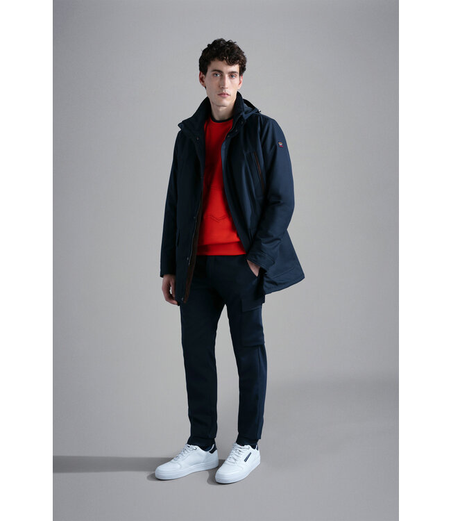 Paul & Shark Jas, Parka Model ,Save the Sea Typhoon® Twill and Faux Fur, Donkerblauw