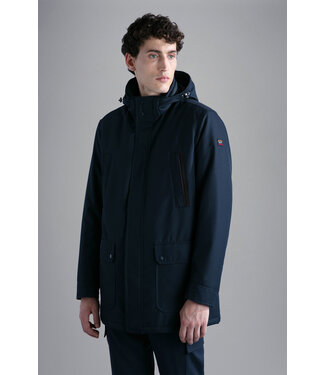Paul & Shark Paul & Shark, Jas, Driekwart, Save the Sea Typhoon® Twill and Faux Fur, Donkerblauw