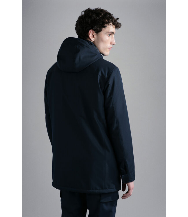 Paul & Shark Jas, Parka Model ,Save the Sea Typhoon® Twill and Faux Fur, Donkerblauw