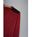 Paul & Shark Trui, Merino Wol, Ronde Hals, Rood met Bruin Suede Accenten