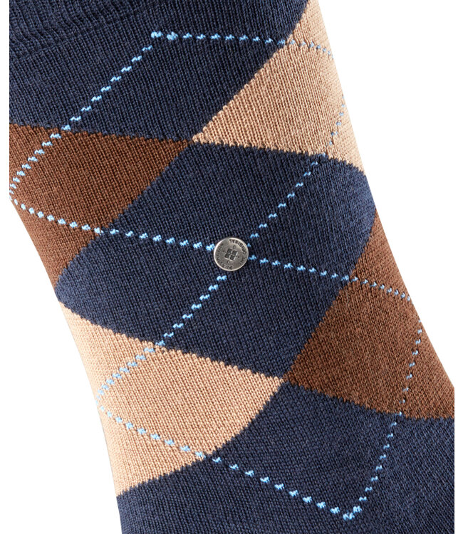 Burlington Paar Sokken, Model Edinburgh,  Donkerblauw Bruin Beige, Aigle