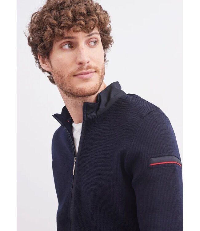 Saint James Vest met Rits, Wol, Model Navigateur, Donkerblauw / Navy