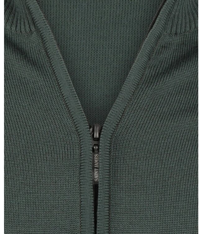 Saint James Vest met Rits, Wol, Model Colorado, Kleur Vegetal/Navy