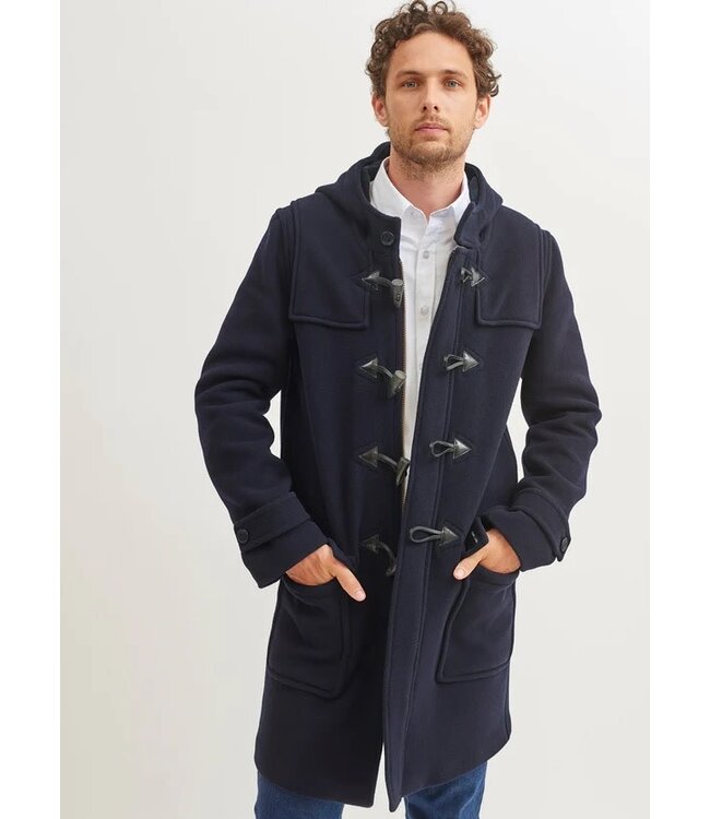 Saint James Houtje Touwtje Jas, Duffle Coat, Model Antarctique II, Donkerblauw met Rode Accenten