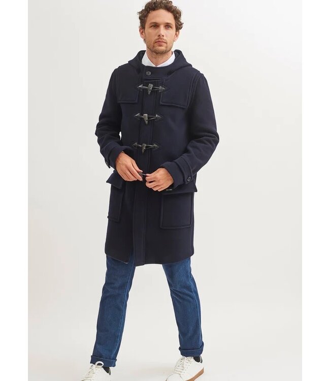 Saint James Houtje Touwtje Jas, Duffle Coat, Model Antarctique II, Donkerblauw met Rode Accenten