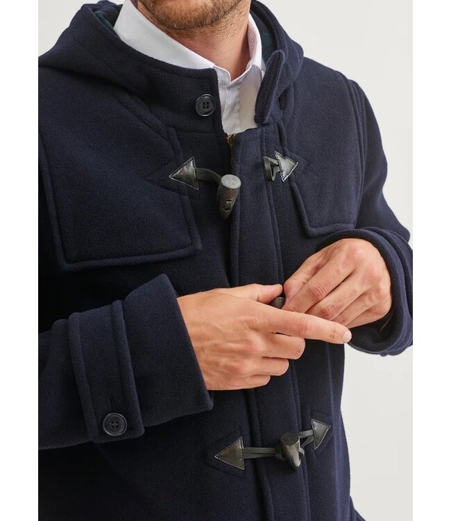 Saint James Houtje Touwtje Jas, Duffle Coat, Model Antarctique II, Donkerblauw met Rode Accenten