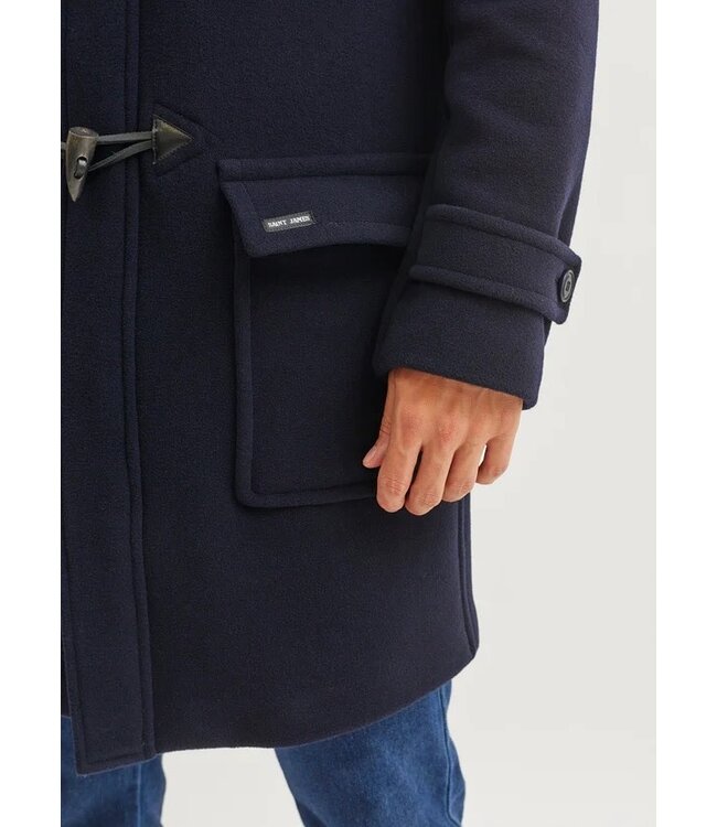 Saint James Houtje Touwtje Jas, Duffle Coat, Model Antarctique II, Donkerblauw met Rode Accenten