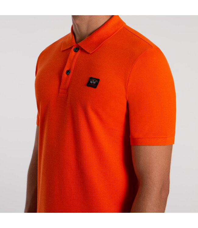 Paul & Shark Polo, Korte Mouw, Piqué Katoen met Logo Patch op de Borst, Oranje