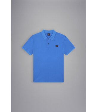 Paul & Shark Paul & Shark,  Heren Polo, Korte Mouw, Piqué Katoen met Logo Patch op de Borst, Cobalt Blauw